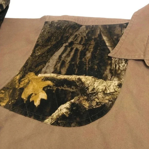 Vintage Columbia x Timberwolf Camo Patchwork Brown Hunting Rifle Shirt- Large - Picture 6 of 15
